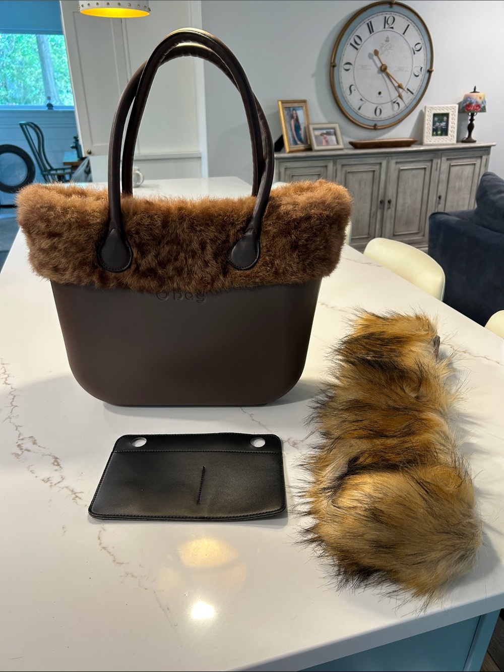 Brown Faux Fur Trim Tote - Classic Everyday Carry